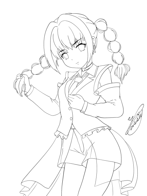 pokopoco twin-tails（線画）