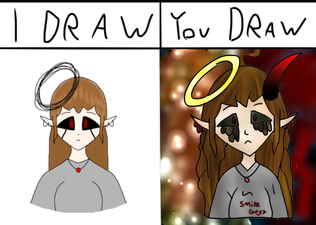 I draw u draw  angel and evil