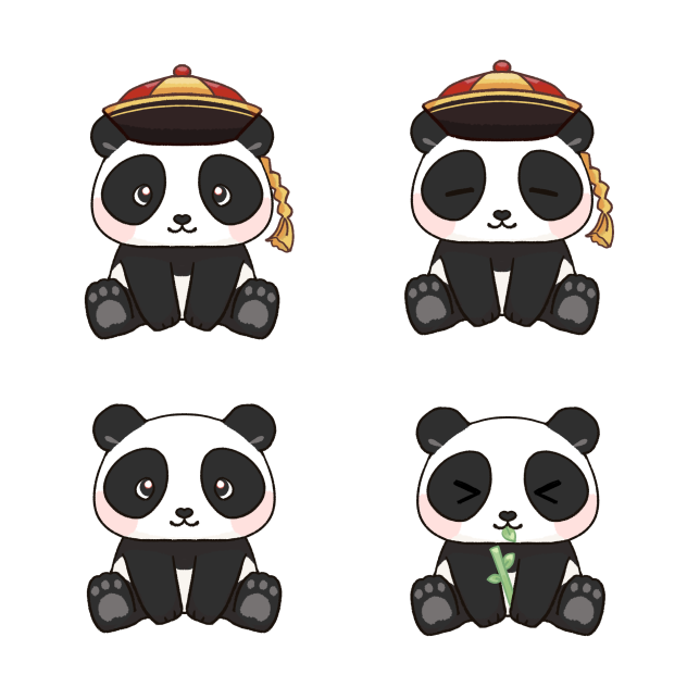 デフォルメパンダ　4種