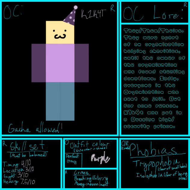 My character sheet for the comic!