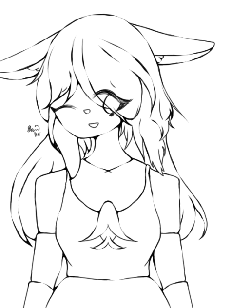 Girl With Bunny Ears Lineart