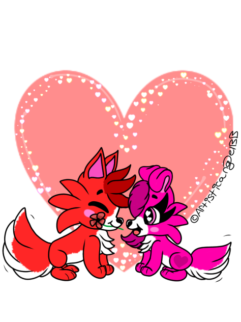 Red X Hot Pink Dogs In Love - Speedpaint