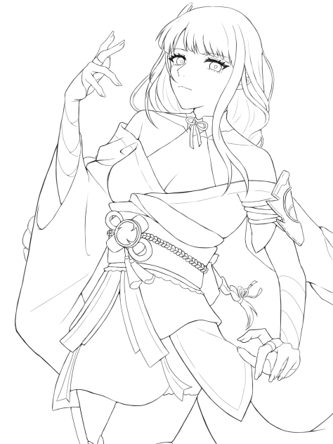 雷電将軍　線画
