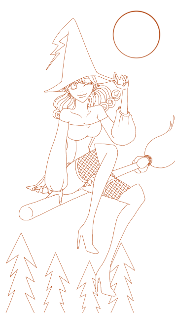 ハッピーハロウィン 線画