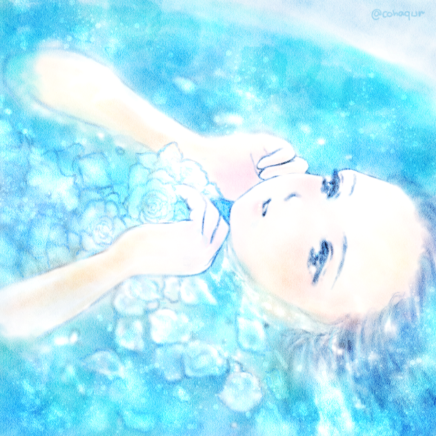 花びら風呂の女の子。