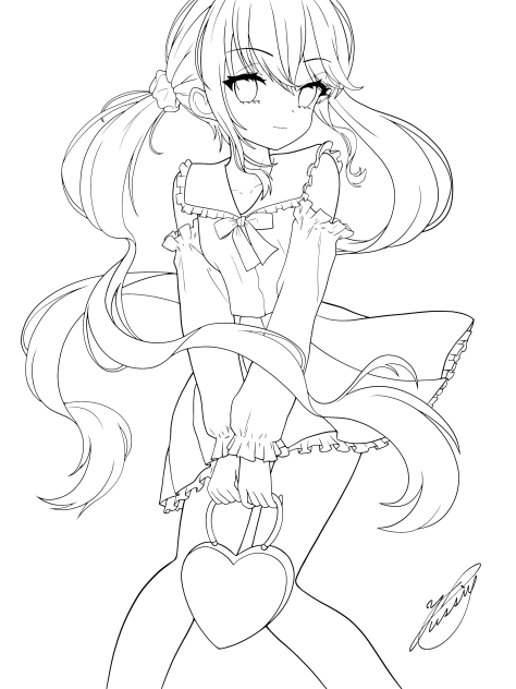 オフショルダー制服（線画）