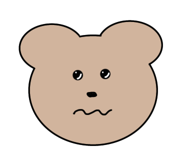 うるうるとした悲しさあるクマのイラストを描きました(楕円定規・描画ツール使用)