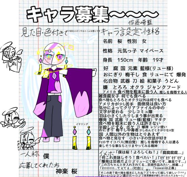 藍様のキャラ募です！物凄く遅れてしまってすみません…