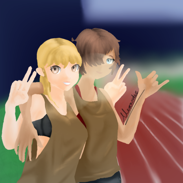 My OC with a newly made friend - ibisPaint