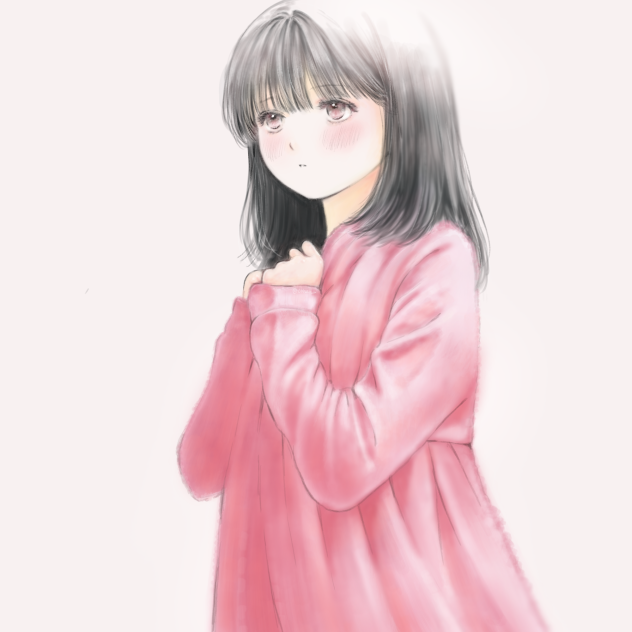 ウールカーディガンの女の子。