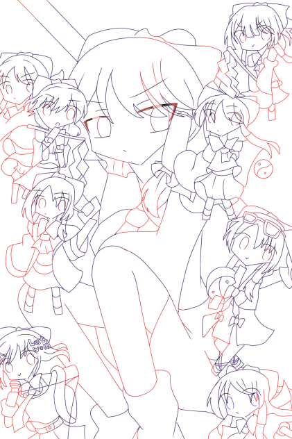 霊夢 線画！