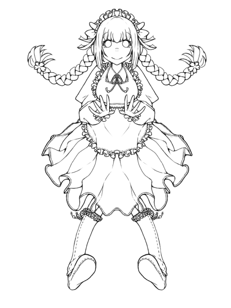 三つ編みちゃん 線画