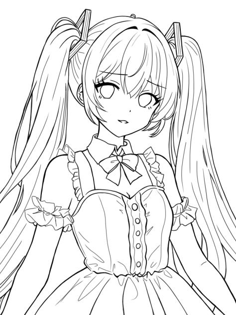 初音ミク ＊ 線画 ＊ 塗ってください ［48］