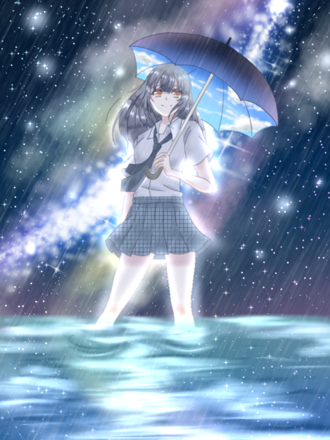 星空と雨
