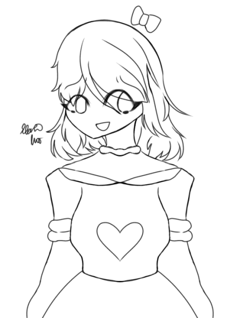 A Girl with Big Sleeves Lineart