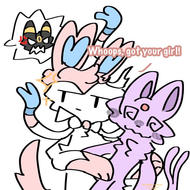A drawing I made with my Eeveelution ocs