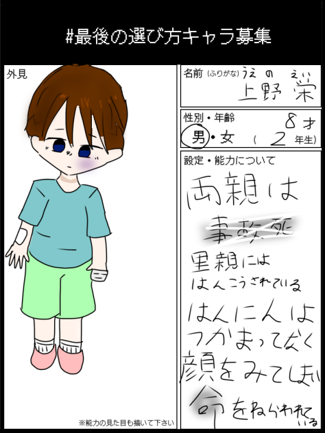 最後の選び方のキャラ描いた！