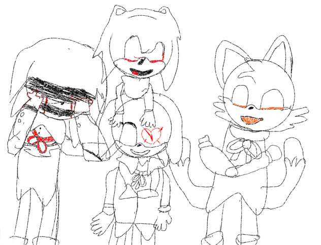 Sonic and friends in happy thought form