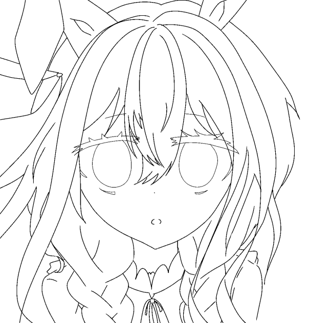 真夜中の雪うさぎ−線画−（塗り絵）