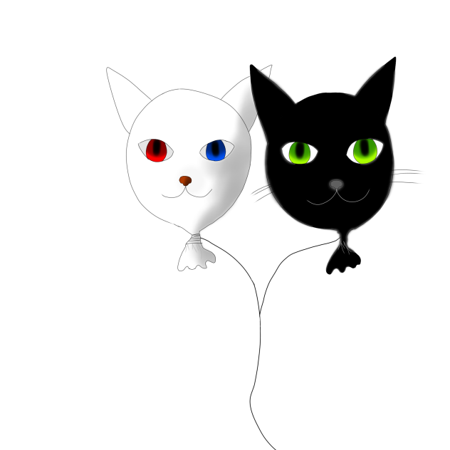 黒猫、白猫風船