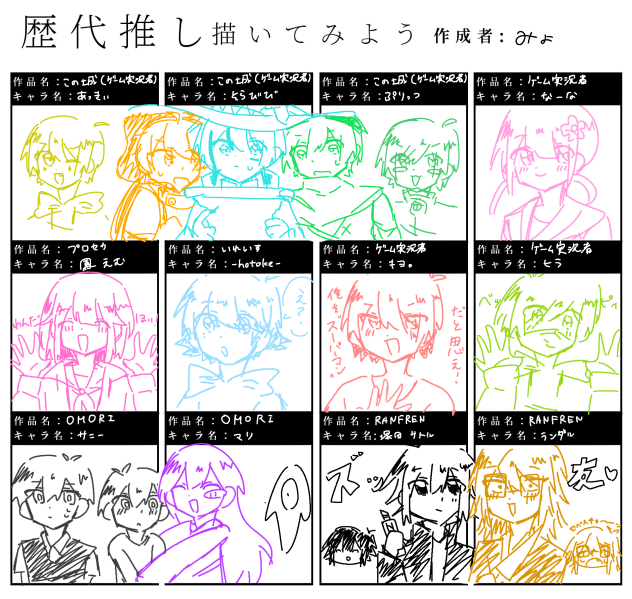 #歴代推し描いてみよう