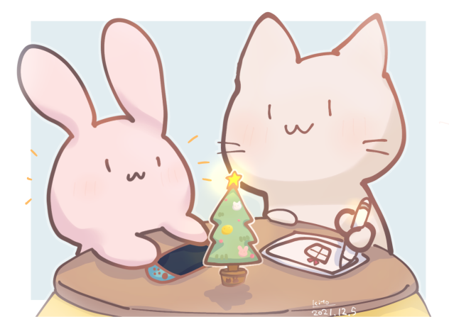 うさぎとねこ（冬）