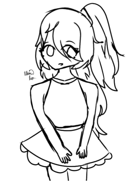 A Girl With a beautiful dress sketch