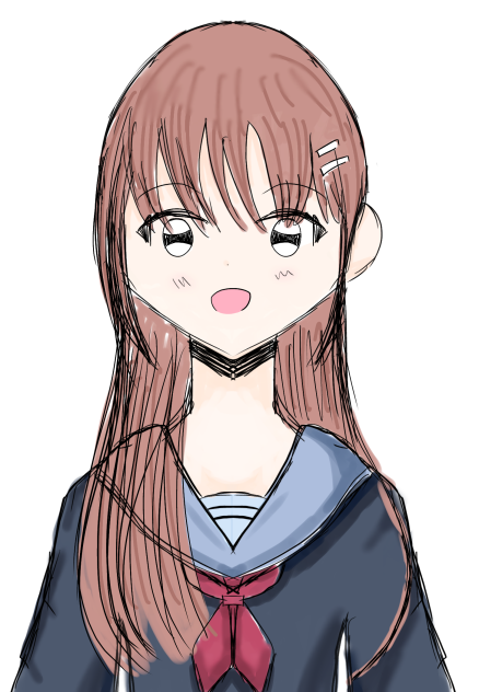 セーラー服の女の子　ラフ　カラー