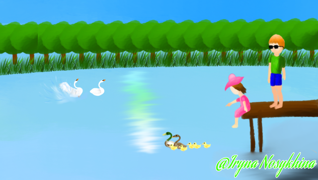 Children on the lake