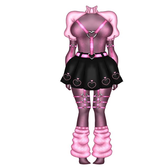 Mini sweater with opened chest, skirt