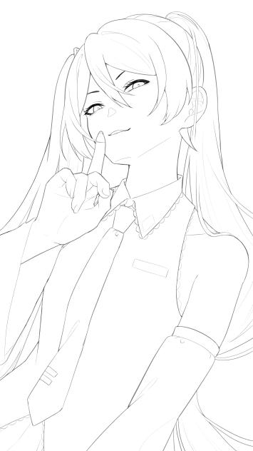 ゲス顔ミクちゃん　線画