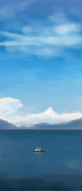 on the lonely vast sea
