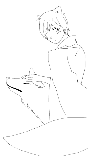 狼子供、線画