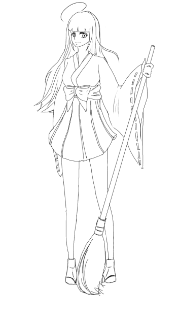 巫女さん 線画