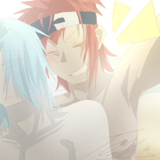 langa and reki on the summer beach