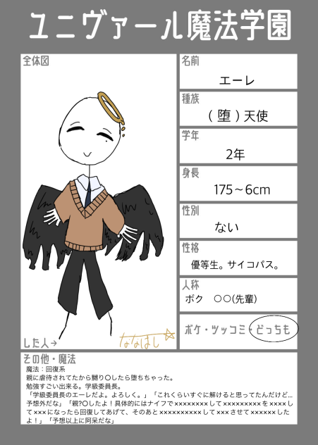 ユニヴァール魔法学園キャラ募集