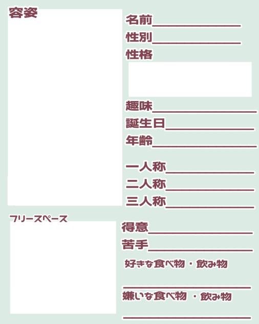 創作キャラ紹介・設定　テンプレ