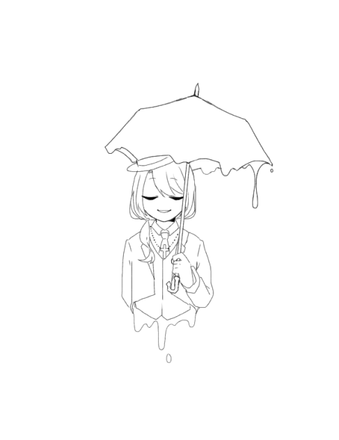 Blue umbrella.（線画）