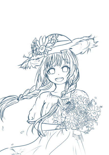 Sunflower(ひまわり) lineart