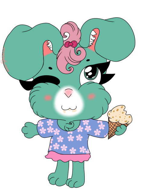 Mint Green Bunny With Ice Cream