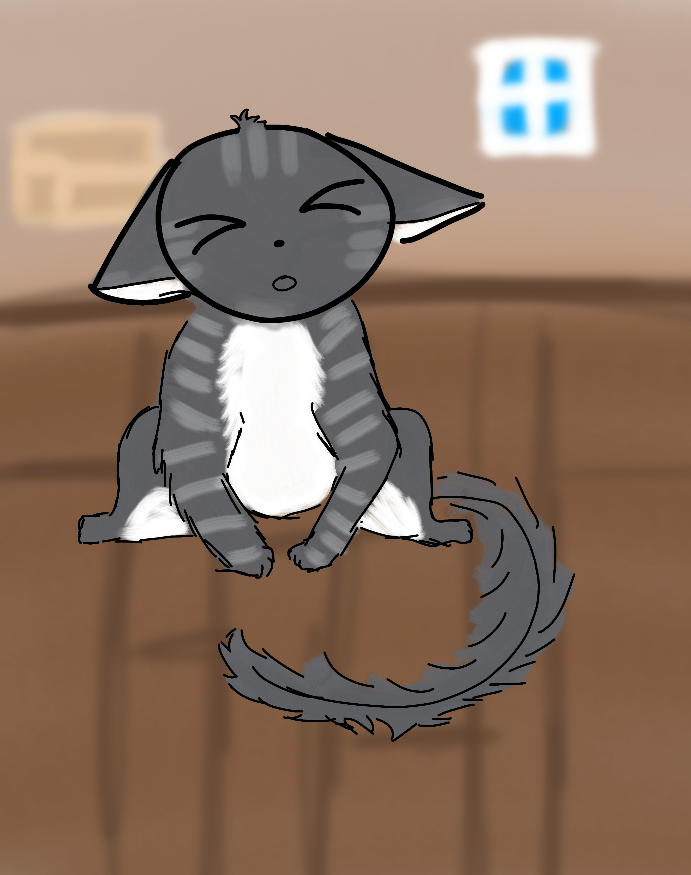 Gray tabby cat - ibisPaint
