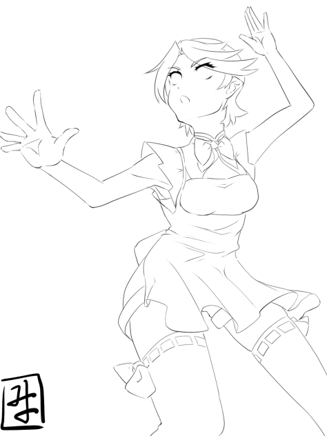 Kung fu maid line art