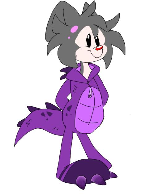 Plum in Dino onesie