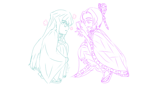 時透と胡蝶 ぬりえ