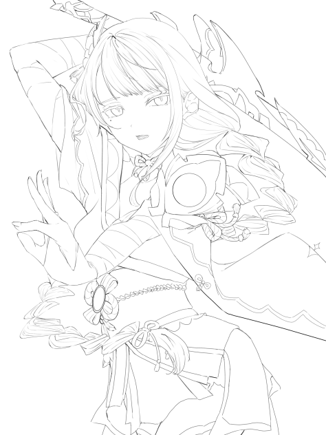 雷電将軍🟪 線画