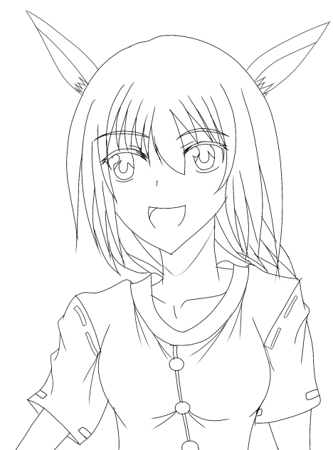 お馬さんの擬人化の線画