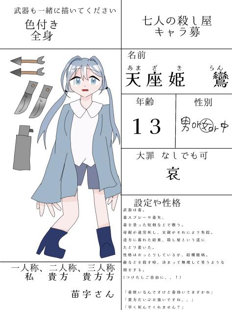 キャラ募参加させていただきました！