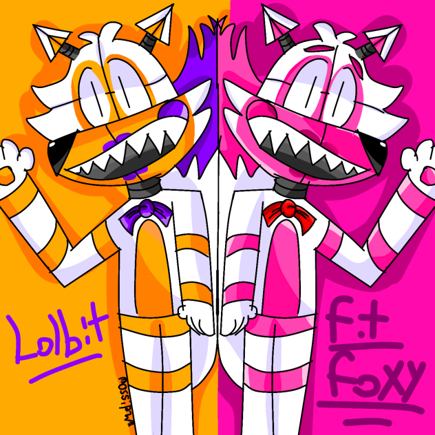 Dibujo de funtime Foxy y Lolbit xd