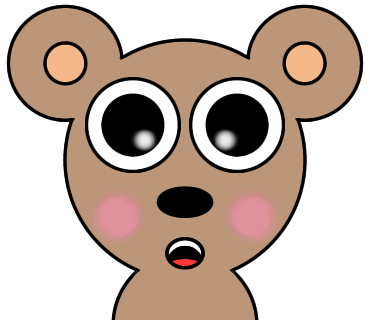 黒目とほっぺたにエアブラシを使って描いたくま