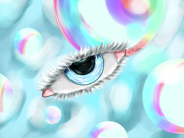 Eye and bubbles